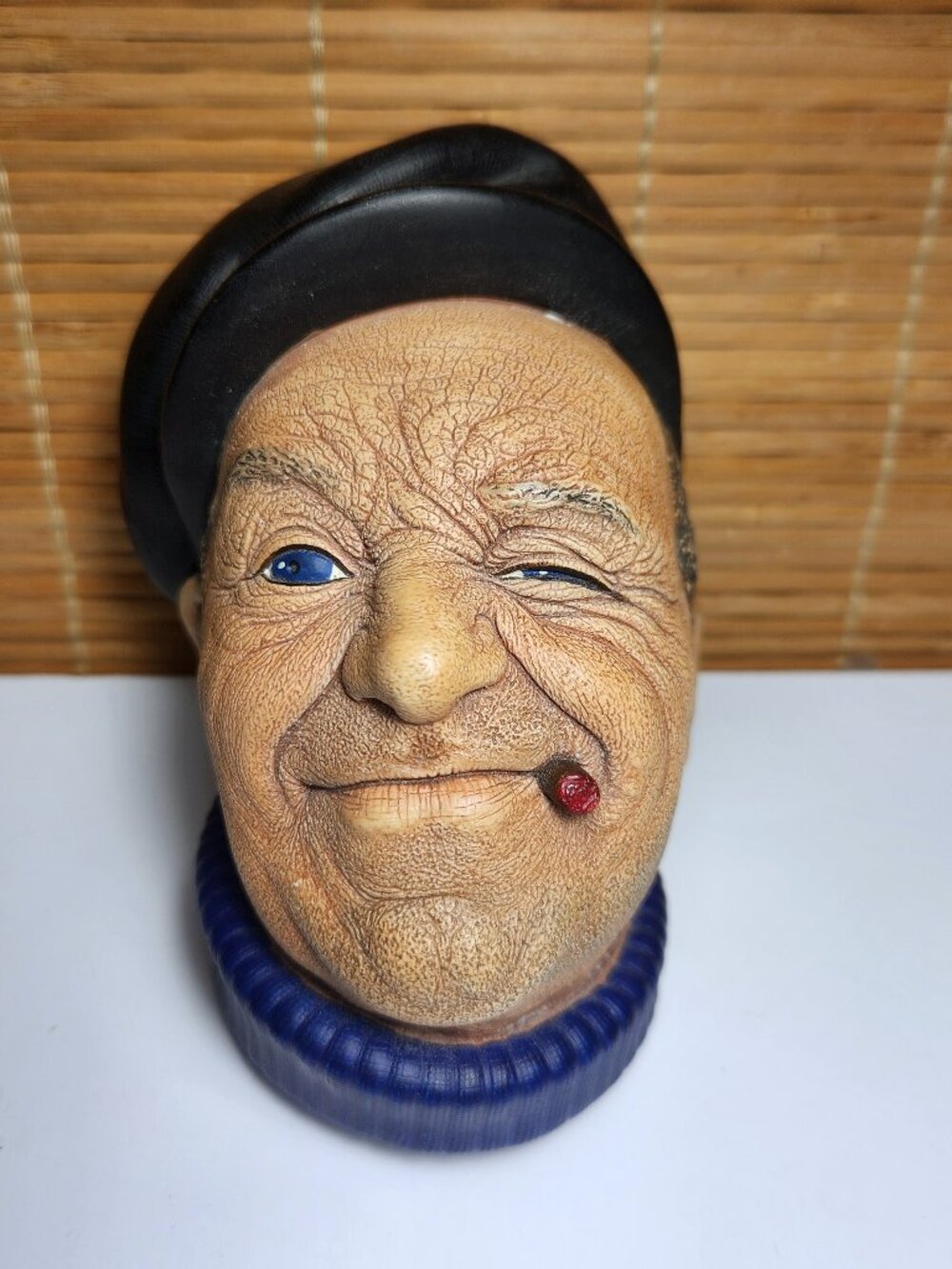 Vintage 1967 Bossons Chalkware Head Boatman Winking Cigar Plaster Wall Mask Art